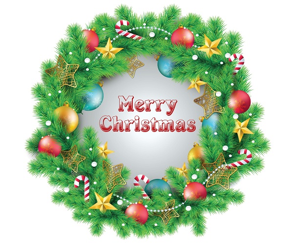 Decal dán tường Vòng nguyệt quế Noel size lớn 60x60 (nền trắng đục)